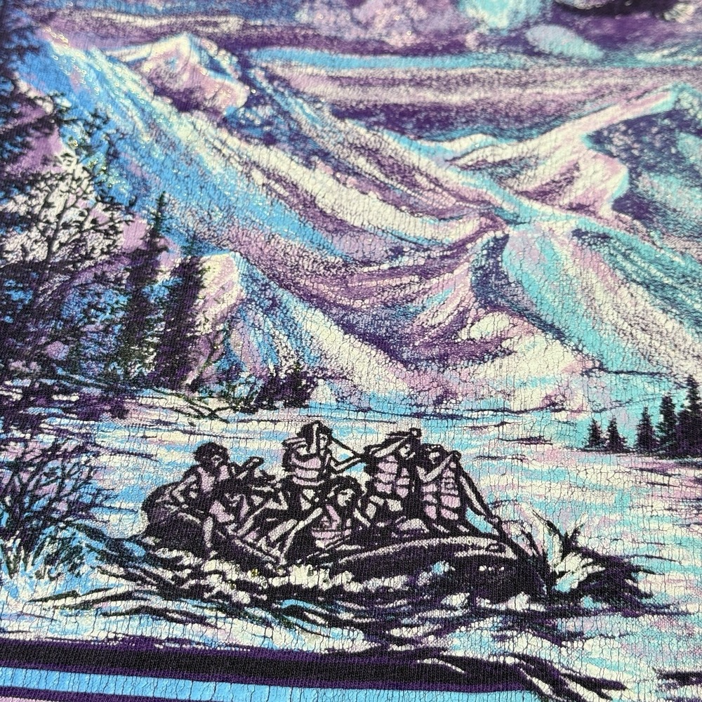VTG 1992 Glitter Graphic T Shirt L Arkansas River Rafting Colorado Purple USA - Picture 11 of 16
